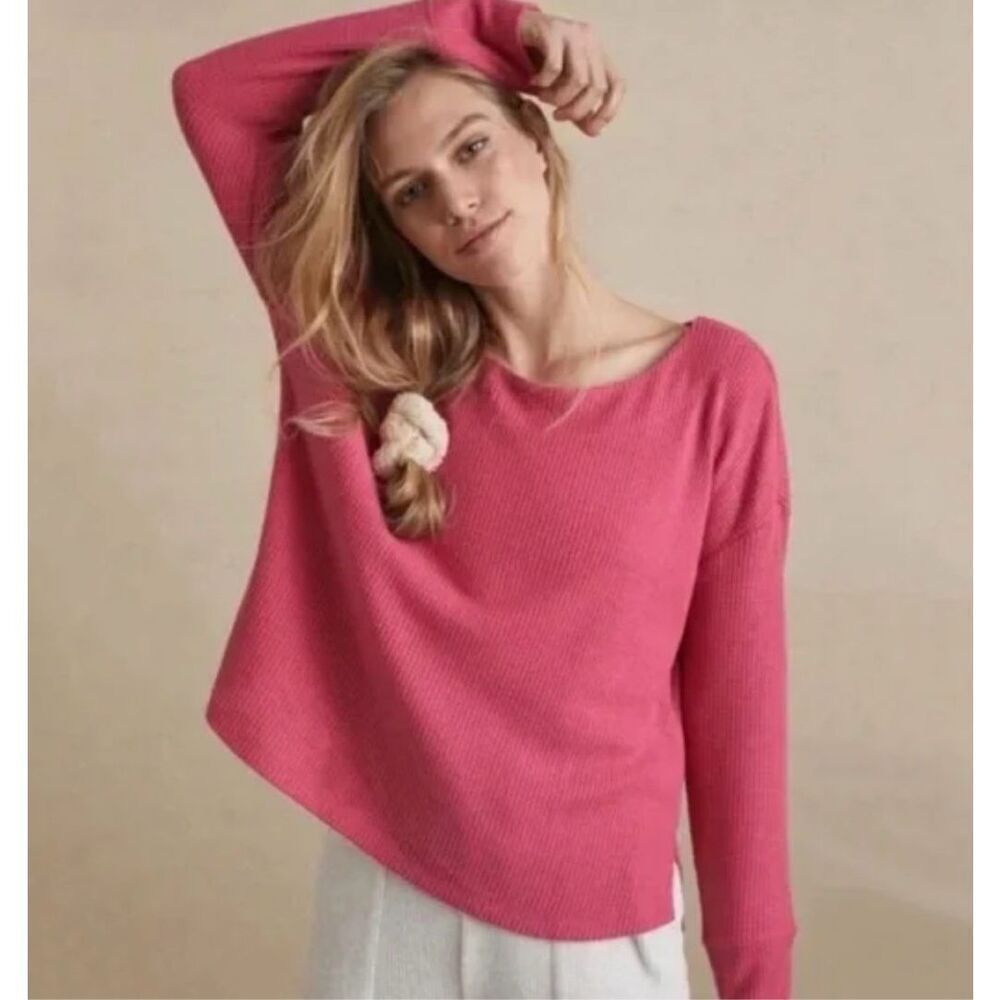 Anthropologie Saturday Sunday pink waffle relaxed top small